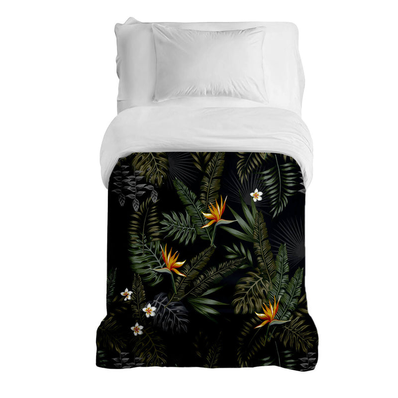 Therapiedecke blau mit exotischen Blüten