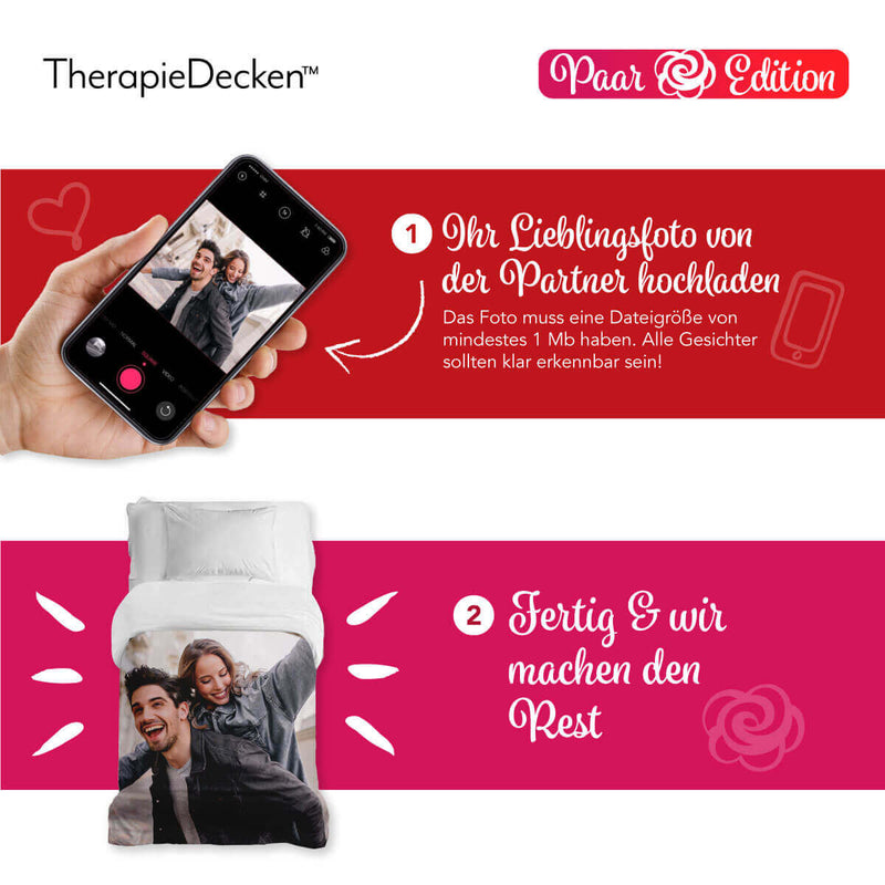 STANDARD Gewichtsdecke mit personalisiertem Partner Motiv für Erwachsene