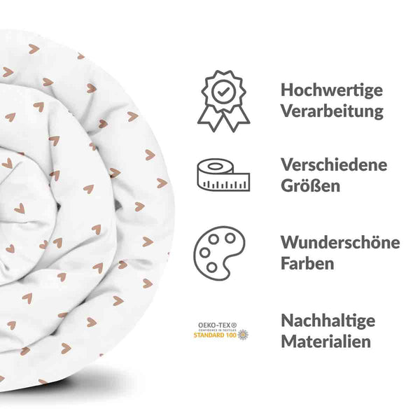 Therapiedecken Baumwollbezug Weiß mit Herzchen