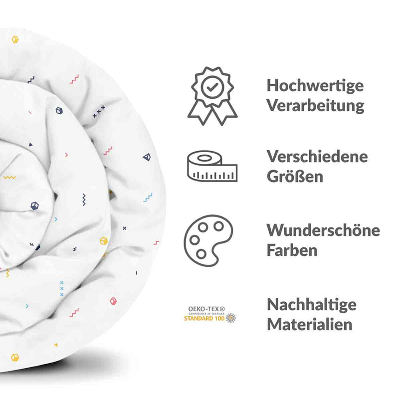 Therapiedecken Bettwäschen Set Weiß mit bunten Formen