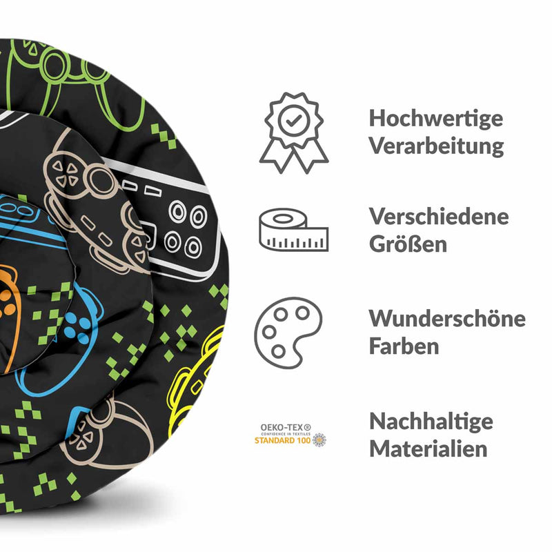 Therapiedecken Baumwollbezug Schwarz mit Spielkonsolen