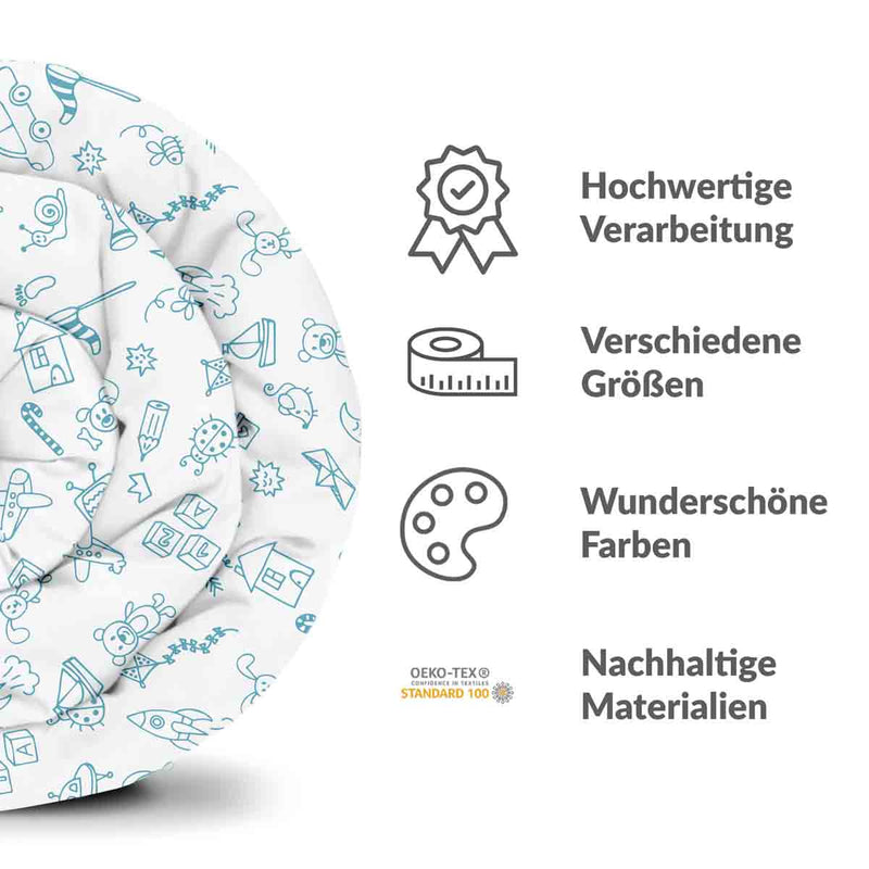 Therapiedecken Bettwäschen Set Weiß mit Spielsachen
