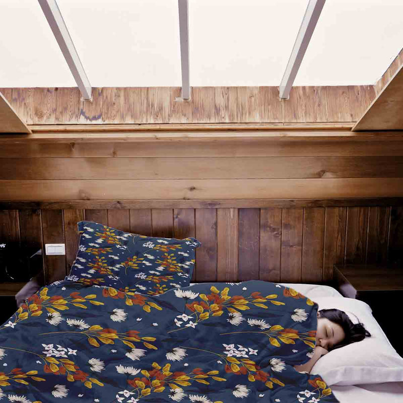 Therapiedecken Baumwollbezug Blau mit Blumenstrauß