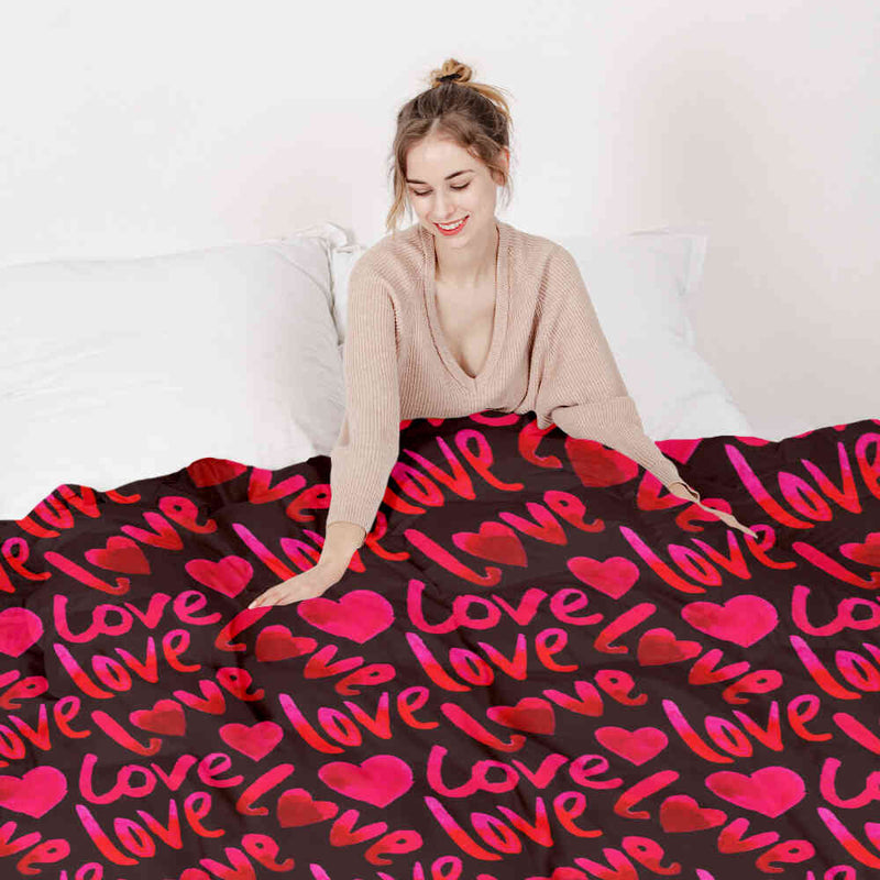 Therapiedecken Baumwollbezug Schwarz mit Schriftzug Love